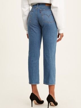 Levi's Wedgie Straight Jeans High-Rise Cropped Ankle Button-Fly Jive Sound 28